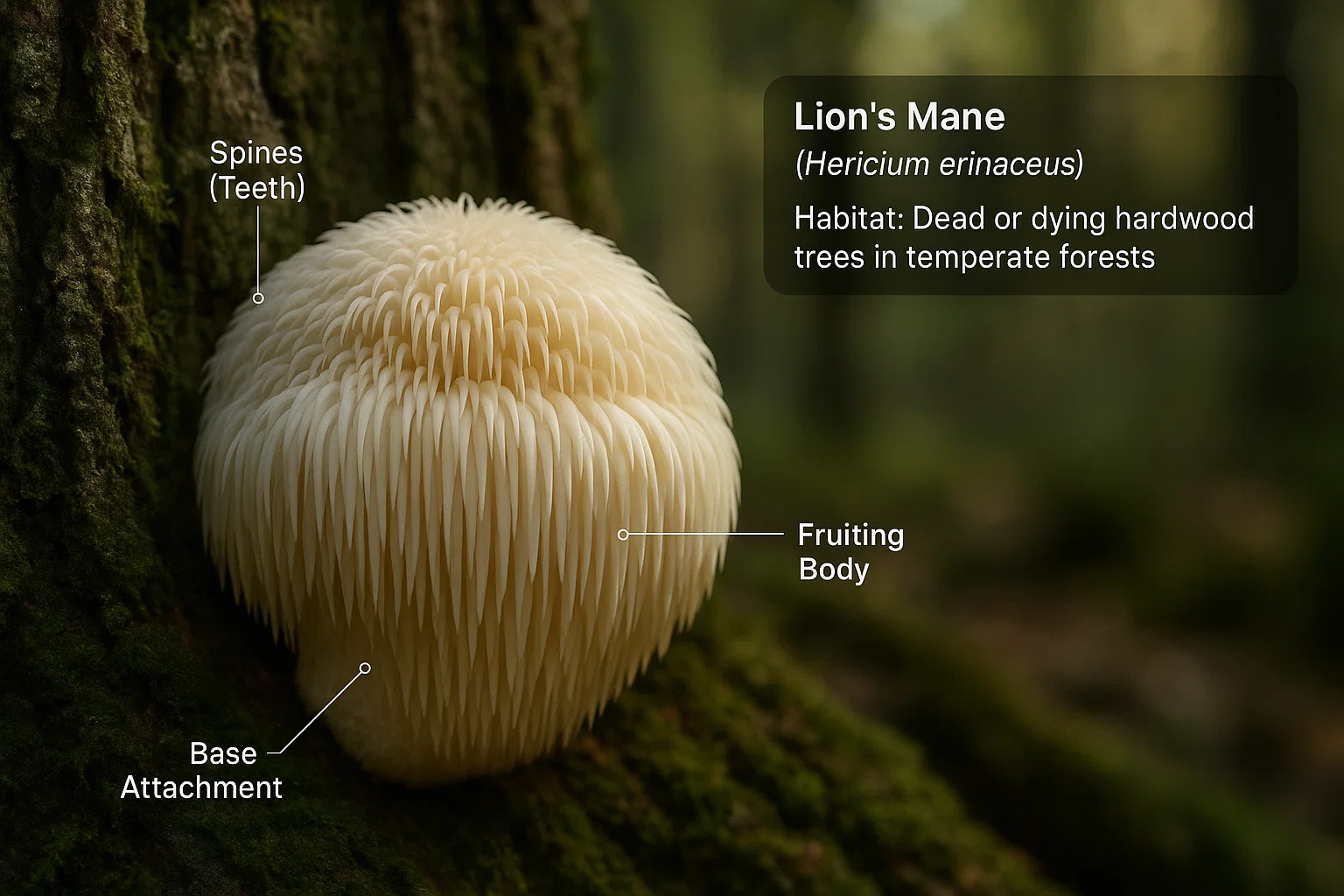 Lion's Mane Mushroom Anatomy