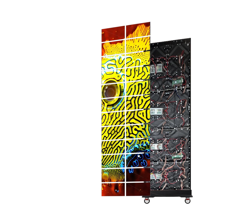 24 illuminated front-facing LED modules separated from the cabinet