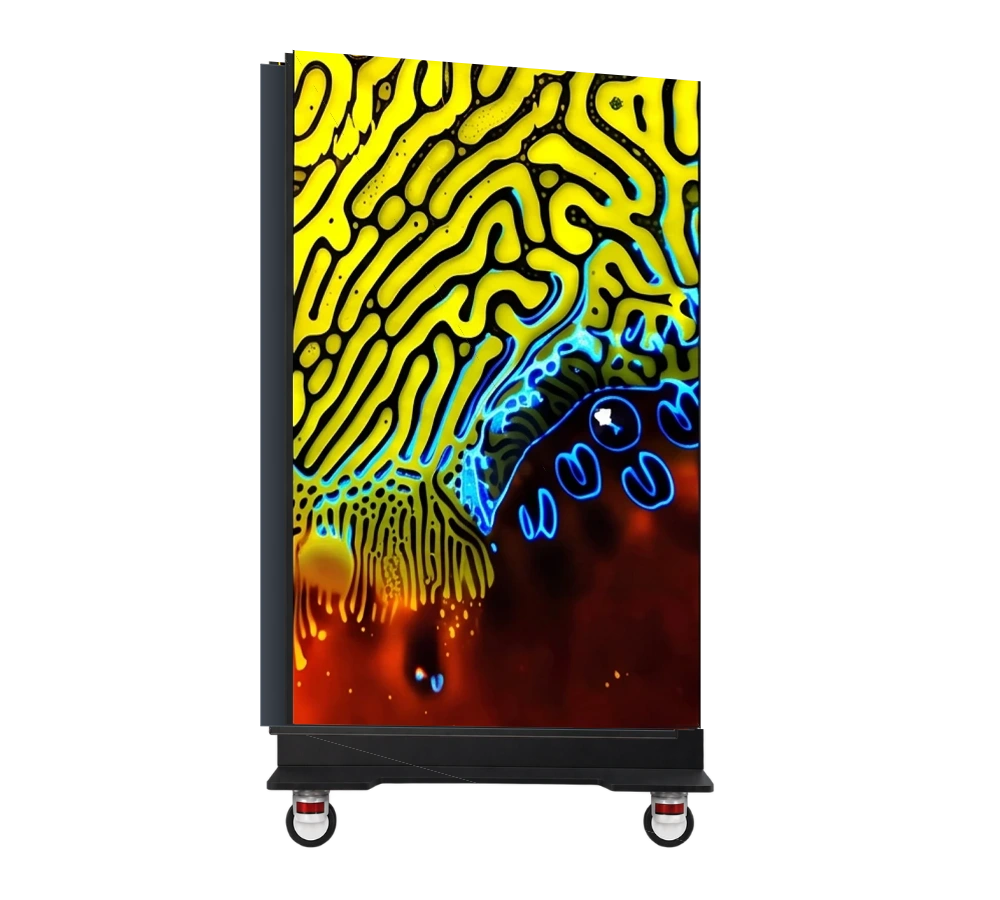 Fully folded half-height display with its LED face illuminated