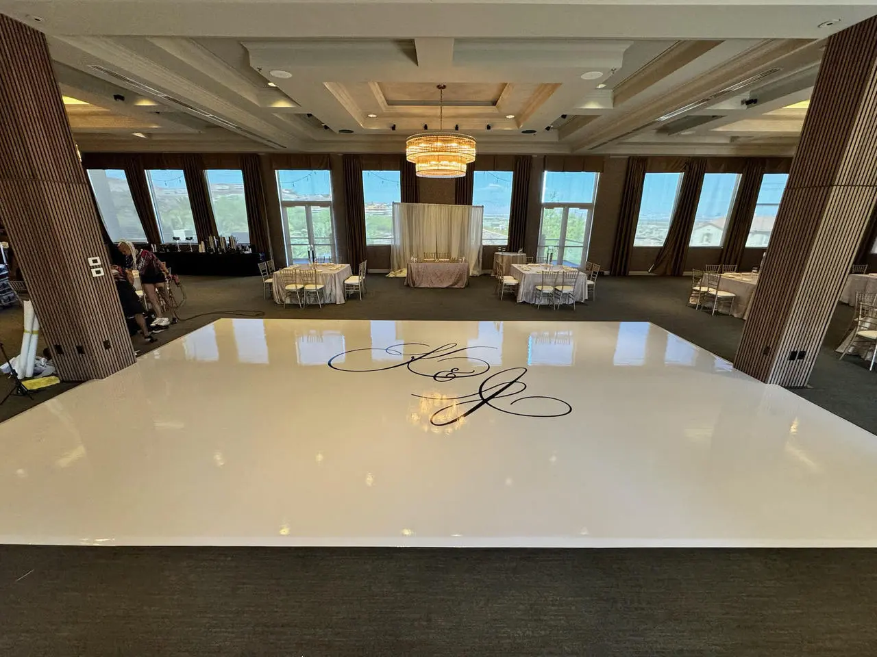 Custom White Dance Floor Monogram Wedding Event Production Las Vegas
