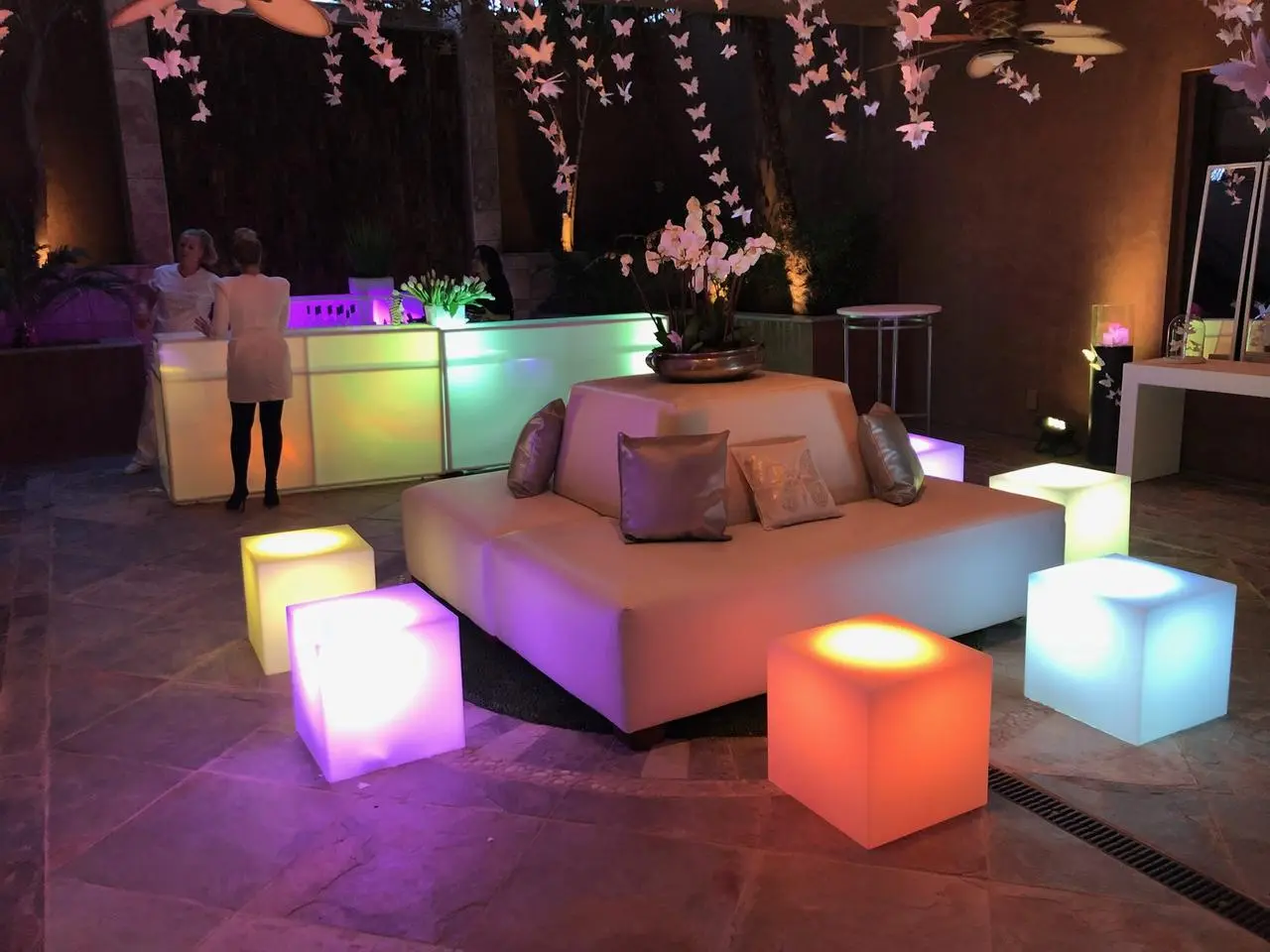Outdoor LED Furniture Glow Tables Butterfly Decor Event Production Las Vegas