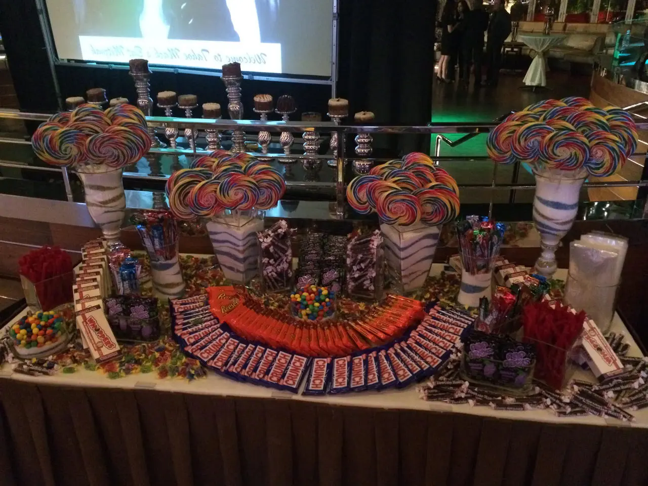 Candy buffet with lollipops and M&Ms for event catering in Las Vegas