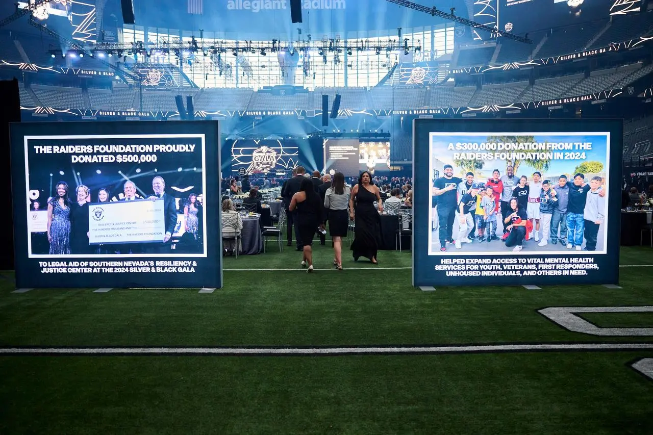 Raiders Foundation Silver & Black Gala at Allegiant Stadium event production in Las Vegas