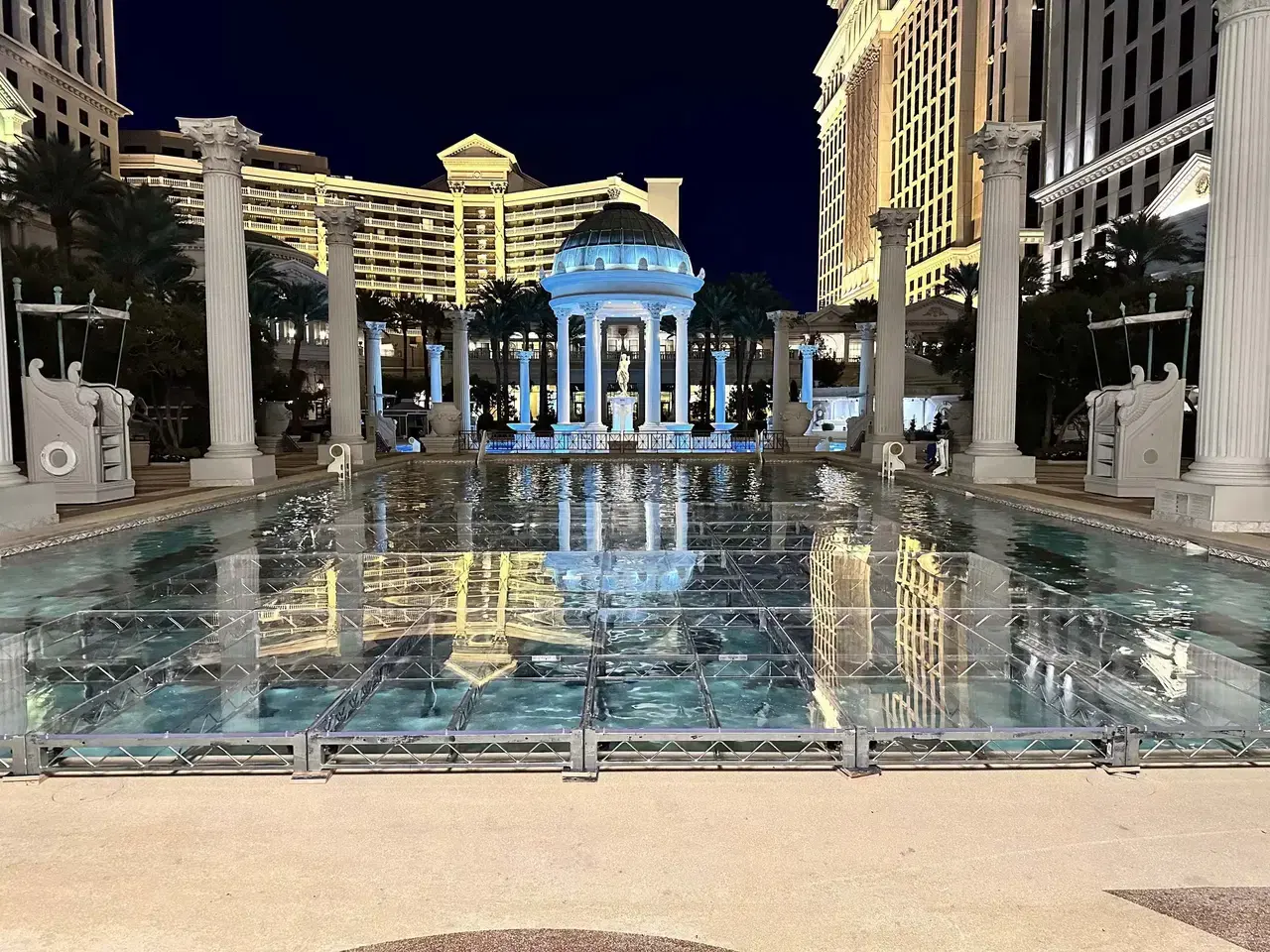 Clear Plexiglass Pool Stage Over Water Event Production Las Vegas